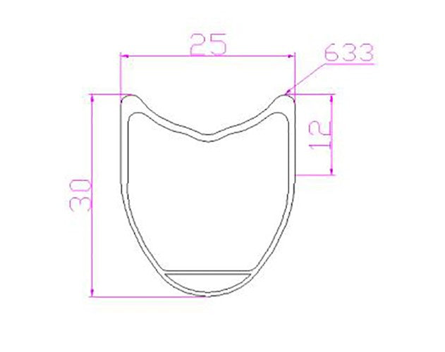 Tubular carbon rims 30mm profile 25mm wide for Disc Brake
