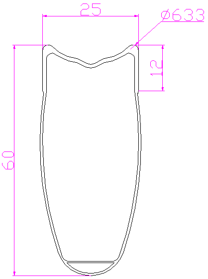 Tubular carbon rims 60mm profile 25mm wide for rim brake