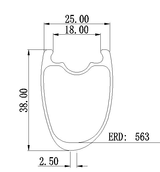 700c Asymmetric route clincher carbon bike rim 38mm low profile  25mm outer wide 18mm inner wide,hook or hookless