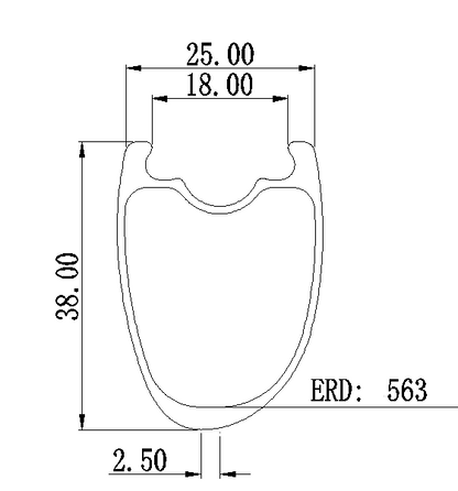 700c Asymmetric route clincher carbon bike rim 38mm low profile  25mm outer wide 18mm inner wide,hook or hookless