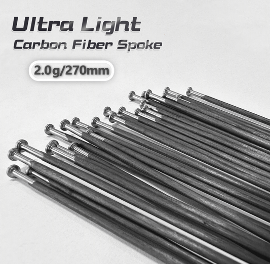 Carbon superlight spoke for universal straight pull hub wheelbuilding