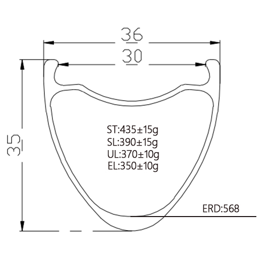 700c 30mm inner wide 36mm outer wide tubeless 35mm height carbon gravel rim,four light version,Bola