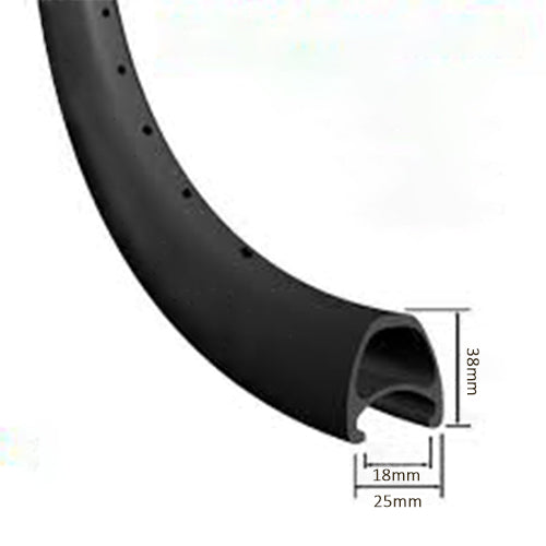 700c Asymmetric route clincher carbon bike rim 38mm low profile  25mm outer wide 18mm inner wide,hook or hookless